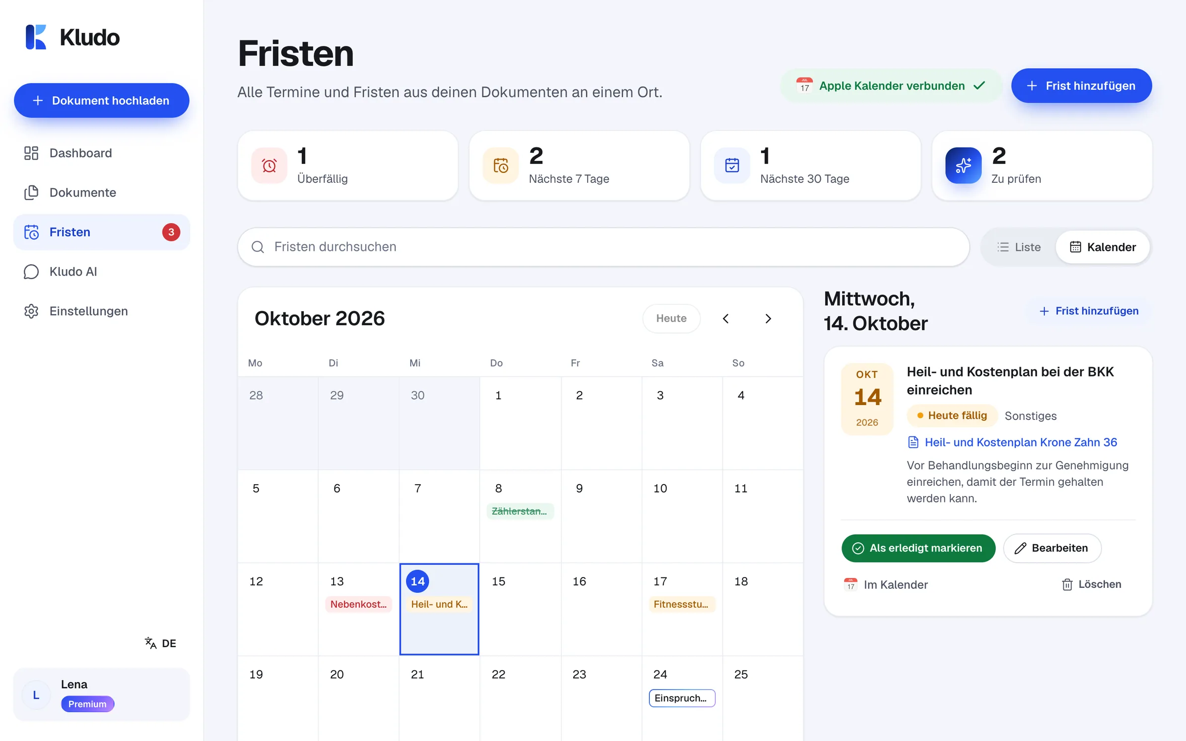 Fristenkalender im Oktober