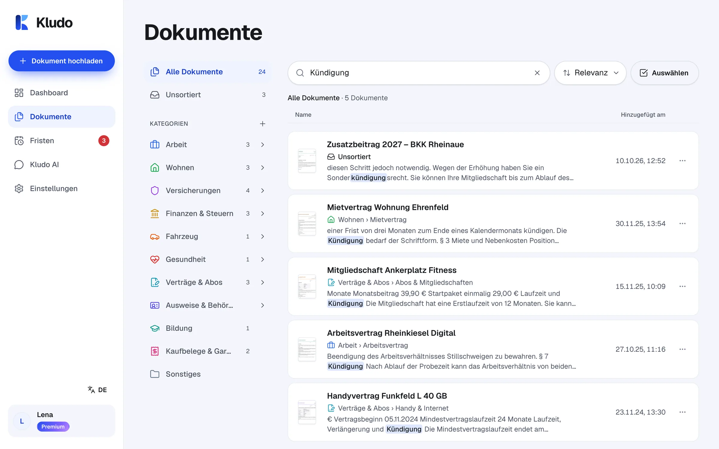 Suchergebnis für Kündigung