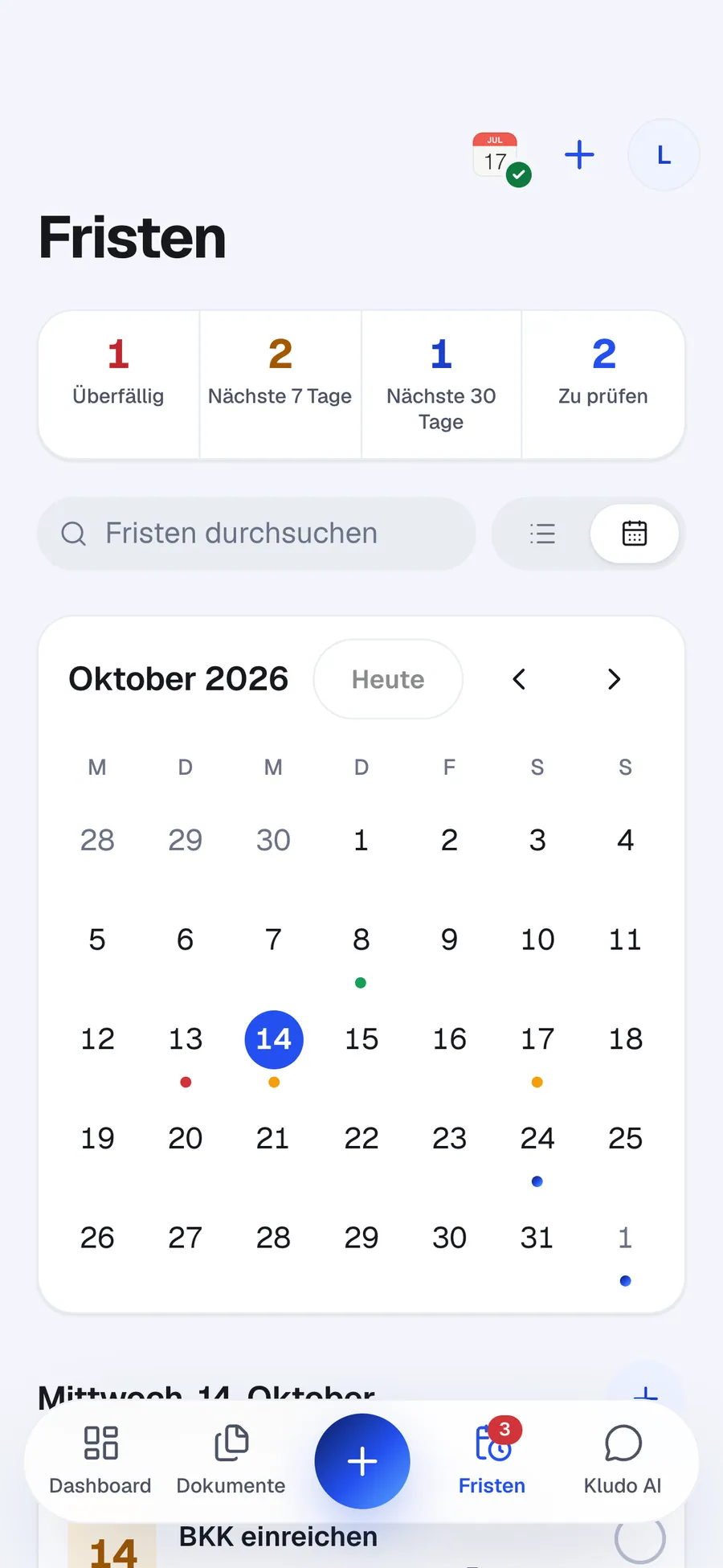 Kalender am Handy